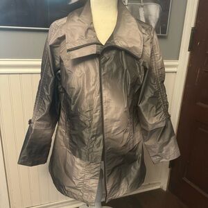 Chico’s Zenergy Purple Gray Ombre Metallic Ruched Lightweight Windbreaker